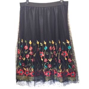 Studio West Embroidered Floral Sheer Layered Skirt XL Whimsigoth Fairy